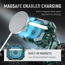 MOBOSI for AirPods Pro 2 Case, Compatible with Airpod Pro Case 2nd/1st Gen [Compatible with MagSafe], Military Grade Protective Cover with Cleaner Kit & Keychain for Men(2023/2022/2019), Green