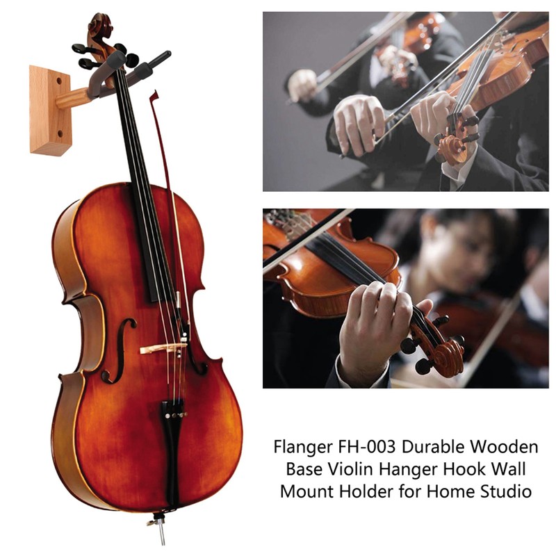 Flanger FH-003 Durable Wooden Base Violin Hanger Hook Wall Mount