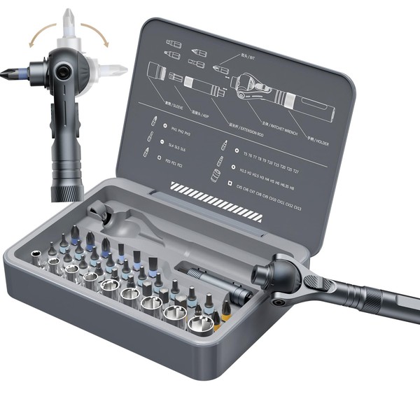 HomeMagician 1/4-Inch Drive Ratchet Set, Screwdriver Set, Magnetic Precision Mini