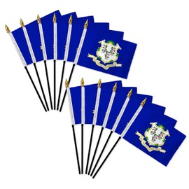 Connecticut 4x6in Stick Flag - 1 dozen pack