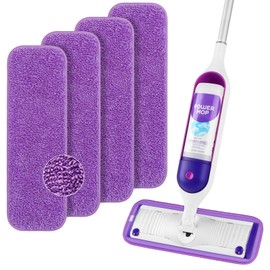 HOMEXCEL Reusable Microfiber Mop Pads for Swiffer PowerMop, Power Mop Pads Refills for 13 ''-15 '' Spray Mop, Machine Washable Pad Replacement for Multi-Surface Floor Cleaning, Pack of 4
