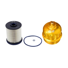 iFJF TP1015 Fuel Filter and 134001 Housing Cap Replacement for Duramax 6.6L 2017-2020 Chevy Silverado/GMC Sierra 2500HD 3500HD L5P Diesel Engine (Gold)