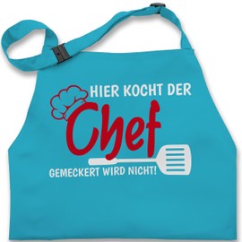 Shirtracer - Children's Apron for Boys and Girls - Cooking Apron - Hier kocht der Chef gemeckert wird nicht, 5 turquoise