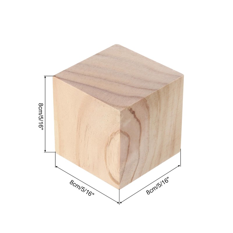 MECCANIXITY Wood Blocks, 3"x3"x3" Square Unfinished Wood Cube for DIY,