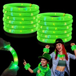 Green 12PCS Light Up Pop Fidget Tubes Party Favors-Glow in The Dark Party Supplies for Kids and Adults, Perfect for Festivals, Birthday Parties, Raves, Concerts, and Camping Decorations