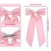 Pink & White Hair Bows - Long Tail Ponytail Clips