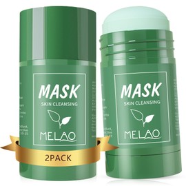 Mererke_Pretty 2 Pack Green Clay Mask for Face, Poreless Deep Cleanse Mask, Blackhead Remover with Green Tea Extract, Deep Pore Cleansing, Moisturizing & Oil Control Green Tea Facial Cleanser for All Skin Types
