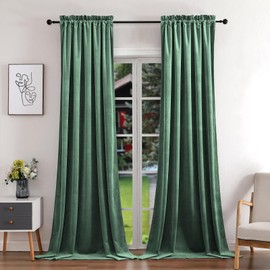 Teetia Sage Green Velvet Curtains for Bedroom 120 Inches Long, Luxury Heavy Duty Light Filtering Sage Green Curtains for Living Room, Thermal Light Blocking Noise Cancelling Curtains with Rod Pocket
