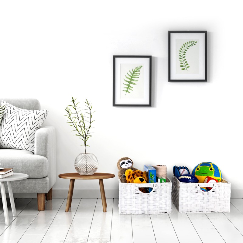 Seville Classics Premium Handwoven Portable Laundry Bin Basket with Carrying