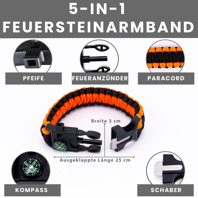 John Lossag - Fire Steel Outdoor Set - Flint, Kienspan,