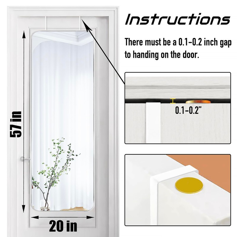 SCWF-GZ 57x20 Door Hanging Full Length Mirror, Floor Stand (Height