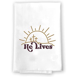 Decorative Kitchen and Bath Hand Towel Retro Style | Religious Christian Easter Flowers Orange Pink Green | Spring Summer Garden Themed | Home Decor Decorations | House Gift Present
