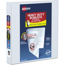 Avery Heavy Duty View 3 Ring Binder, 1.5 Inch, One Touch, White, 4 Pockets, 400 Sheet Capacity, PVC Free (79795)
