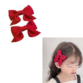 Red Hair Bow Clips for Girls Bows Hair Clip Bowknot Barrette Hair Bows Barrettes Cute Bow Hair Accessories for Girls 2 Pcs Satin Bowknot Hair Clips