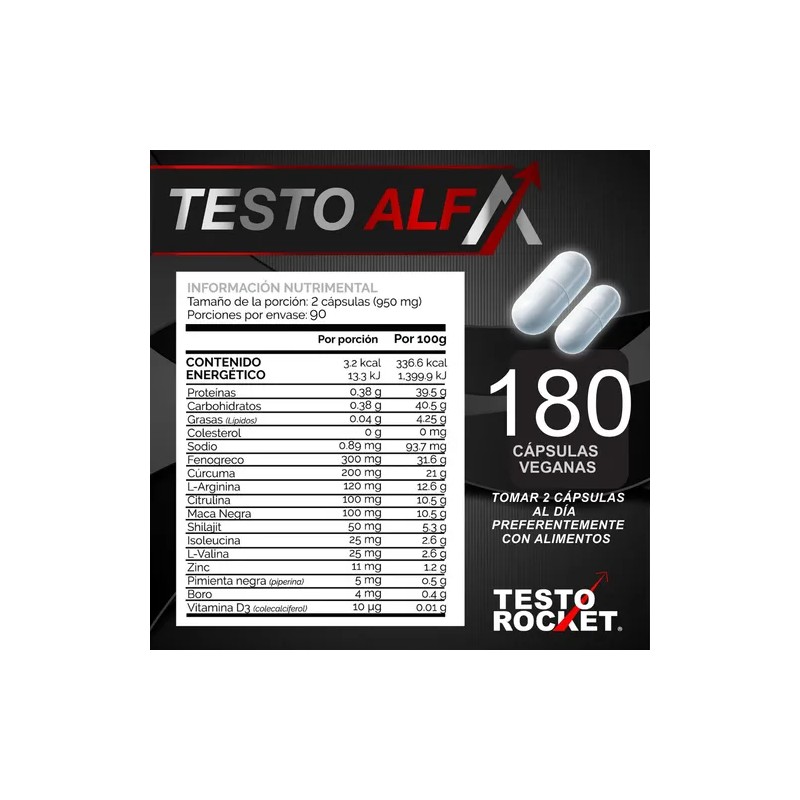 Vitaminas Hombre Precursor Testosterona 180 Caps Testo Alfa