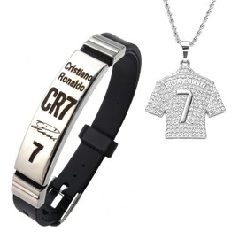 2 Pcs Number 7 Football Gifts for Boys,Number 7 Silver Adjustable Football Stuff,Footballs Star Fans Bracelets Gift,Footballs League Jewelry Gift Accessories Stuff,Bracelets Gifts for Man