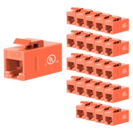 VCE RJ45 Cat6 Keystone Jacks Slim Profile UL-Listed 25-Pack, 90-Degree Ethernet Punch Down Keystone Jack Adapter in Orange