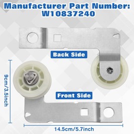 LEONTOOL W10837240 Dryer Idler Pulley with Bracket Compatible with Whirlpool Kenmore Dryers, Dryer Belt Tension Pulley Roller Wheel Replace for W10118756 W10547290 PS11726337 3387372 3388674 W10118754