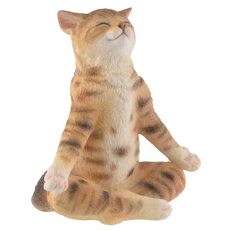 Yoga Cat in Lotus Seat, Made of Artificial Stone, Coloured