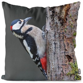 VOID Specht Wald Winter Herbst Kissenbezug Kissenhülle Polyester Dekoration Weihnachten Winter Weihnachts-Deko Kissen, Kissen Größe:50 x 50 cm