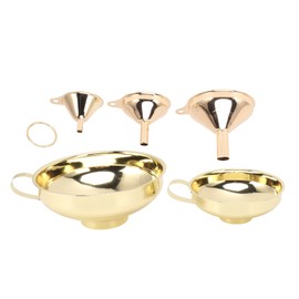 5 Pcs Funnel Set Stainless Steel Gold Plating Wide Mouth Narrow Rod Kitchen Funnel with Side Handle