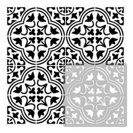 NAKLEO Tile Stencil for Painting, 30 x 30 cm, Moro Spanish Moorish Flower, Moroccan, Plastic Reusable Floor Stencil, DIY, Wooden Furniture Wall Decoration, Terracotta