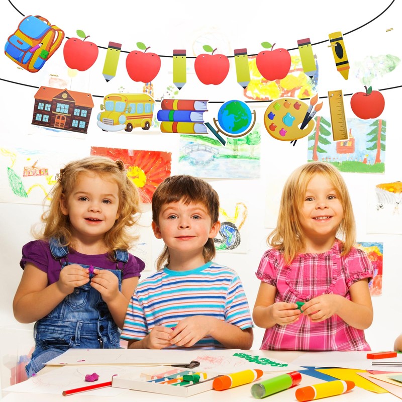 Handytoolinc Back to School Decorative Banner Set, Apple and Pencil