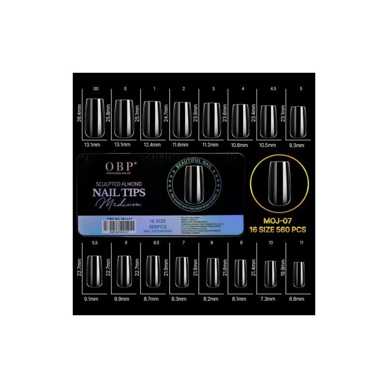 OBP Soft Gel Tips Cuadrada Mediana Para Uñas 560 Piezas