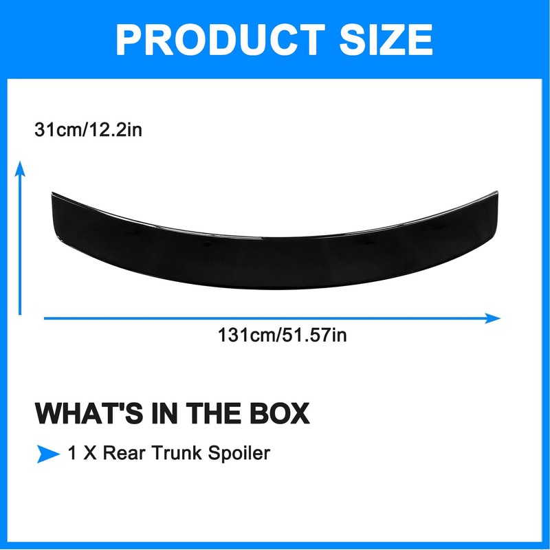 Collect Light Glossy Black Rear Spoiler Wing for 2011-2023 Chrysler