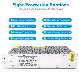 inShareplus 24V 8.5A 200W, DC Universal Regulated Switching Power Supply, 110/220V AC to DC 24 Volt LED Driver, Converter, Transformer for LED Strip Light, CCTV, Computer Project, 3D Printer