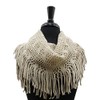 Ivory White Open Knit Infinity Scarf With Fringe