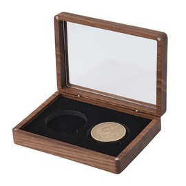SUPERFINDINGS 1 Set Challenge Coin Display Case 2-Slot Wood Challenge Coin Presentation Display Box Black Rectangle Coin Packaging Boxes for Collector Soldier
