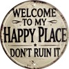 Welcome Sign for Front Door Round Metal Welcome to My