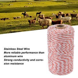 Atyhao 200 Meters Electric Fence, 6 Stainless Steel Strands Polywire Rope Portable Electric Fencing for Livestock Farm