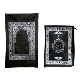 Abiyou 1 Piece Muslim Prayer Mat, Portable Travel Prayer Mat, Islamic Portable Prayer Mat, Muslim Prayer Mat with Compass, for Muslim Prayer, Ramadan, Eid al-Fitr (Black)