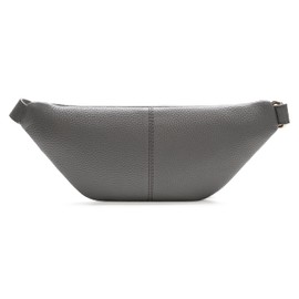 Lazarotti Bologna Women's Leather Belt Bag, Adjustable Shoulder Strap, Large Bum Bag 31 cm, grey, Classic