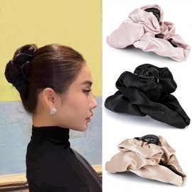 3PCS Cloud Hair Clip for Women,Silk Hair Claw Clips High Cranial Crest,Large Banana Jaw Clip Strong Hold,Barrettes Hair Accessories Birthday Mother‘s Day Gift for Styling Thick Thin Curly Hair