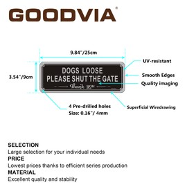 Dogs Loose Sign Dog Signs for Gates Shut The Gate Sign Aluminum 3.5'' x 9.8'' Reflective Dog Warning Signs,Fade Resistant, Waterproof, UV Resistant and Durable 1 Pack