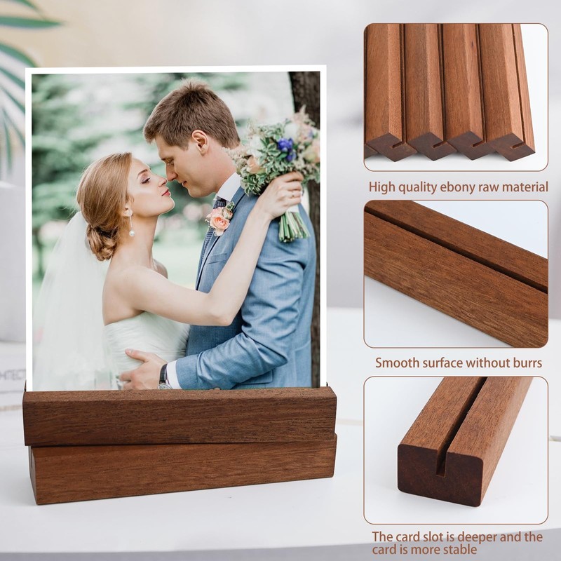 10Pcs Ebony Wood Place Cards Holders for Weddings Party &