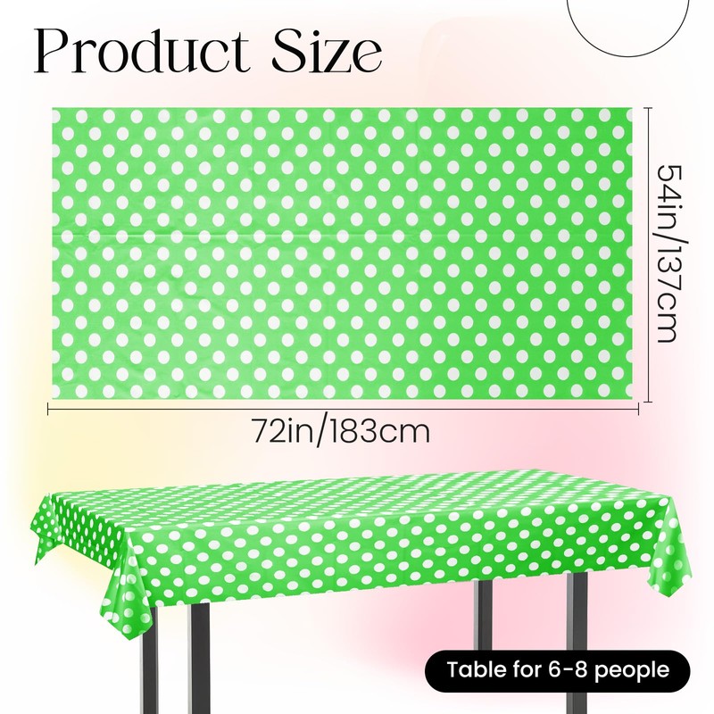 1 Piece Lime Green Polka Dot Rectangle Tablecloth - 54x72“