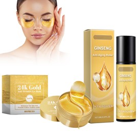 Anti-Aging Roller Firming and anti wrinkle essence,60 Stück Anti Falten Augenmaske+8ml Gesichtsöle,Anti-Aging Gesichtsserum Anti Augenringen 24k Gold Augenpads Straffung Haut Reduzierung Feiner Linien