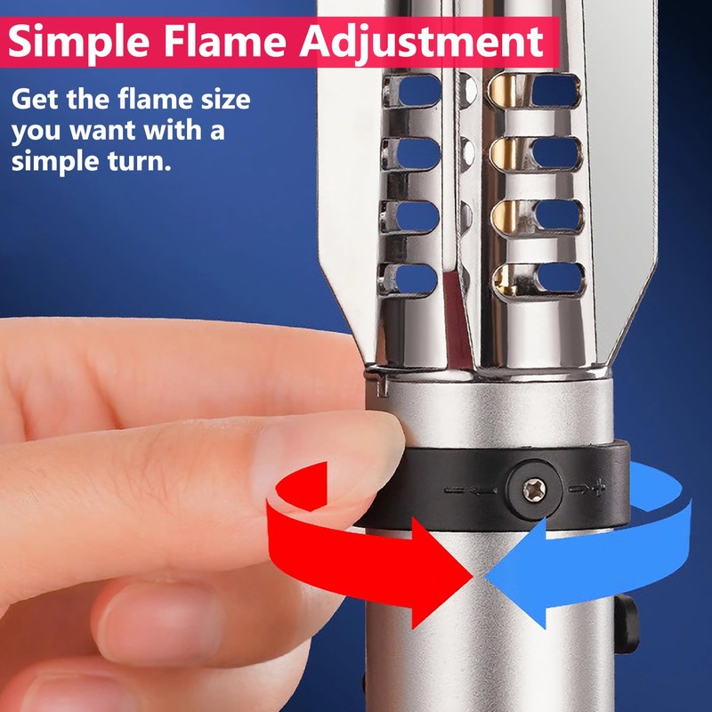 Large Torch Lighter, Windproof Butane Lighters with Flame Adjustable, Refillable,