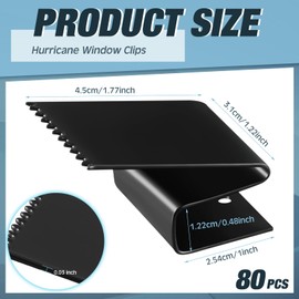 Dunzy 80 Pcs Hurricane Window Clips Fit 1/2 Inch Thick Plywood Carbon Steel Hurricane Clips Reusable Storm Window Clips Hurricane Shutter Hardware for Hurricane Window Protection Panels, Black