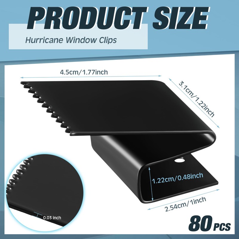 Dunzy 80 Pcs Hurricane Window Clips Fit 1/2 Inch Thick