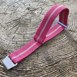 Max French Marine Nationale Elastic Nylon Navy Divers Parachute Watch Straps 20mm 22mm Military Bands (20mm, Dark Pink/Sand)