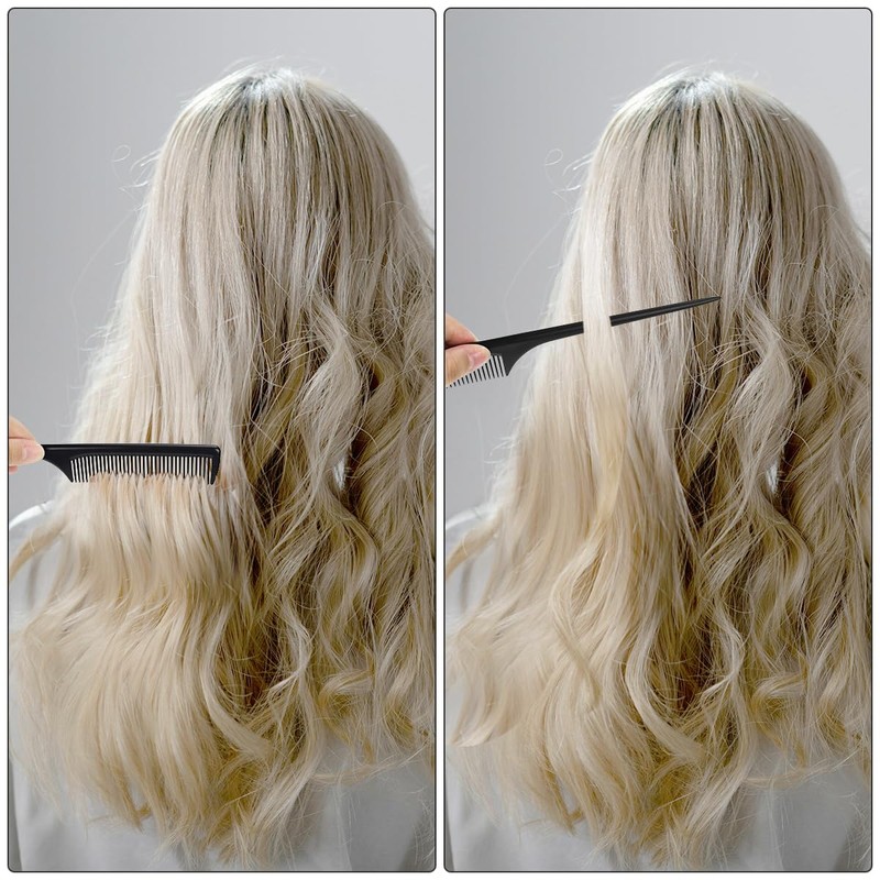 2 Pack Rat Tail Comb for Root Teasing, Black Fine