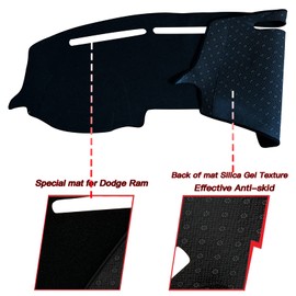 KEEGTBOX Dash Mat Cover Custom Interior Center Console Compatible with Dodge Ram Big Horn Laramie 1500 2500 3500 Pickup 2019 2020 Dashboard mat Covers Accessories (Black Rim)