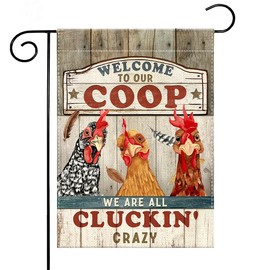 Kilyhome Garden Flag Christmas, Chicken Coop Yard Flag Markers, Welcome Banner for Rustic Farmhouse, Funny Chicken Gifts Sign for Women Men Farmer