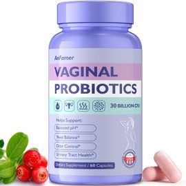 AnFamer Vaginal Probiotics for Women Female,Promotes Ph Balance,Healthy Vaginal Odor & Flora,Urinary Tract Health with Prebiotics & Lactobacillus Probiotic Blend 30 Billion CFU,60 Capsules