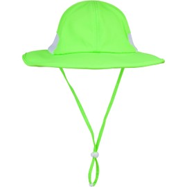 SwimZip Wide Brim Sun Hat | UPF 50+ Protection for Baby, Toddler, and Kids, Neon Lime Green, 0-6 Months